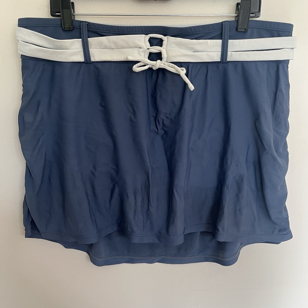 Free Country Womens Plus 1X 16W 18W Blue Swim Skort Skirted Bikini Bottom FC18